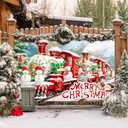 Christmas Backdrop Photography Background Train Snowman 71x43 Inch Winter Holiday Season Family Party Birthday Glitter Merry Xmas Decoration Photo Booth Prop