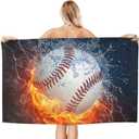 Baseball Sport Cool Ball Beach Towel Large Soft Absorbent Microfiber Quick Dry Oversized Bath Towels For Bathroom Men Boys Pool Camping Travel Swimming Picnic Sports