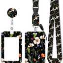 ID Badge Holder with Retractable Lanyard, Badge Holders Reel with 360 Degrees Rotate Carabiner Clip for Women, Teachers, Nurses, Doctor,Students, Office(Wildflower Night)