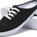 TUOPIN Women's White Slip-On Canvas Loafers Shoes Comfortable Lightweight Mules,Breathable Casual Walking Shoes for Everyday Wear (Black) 7.5