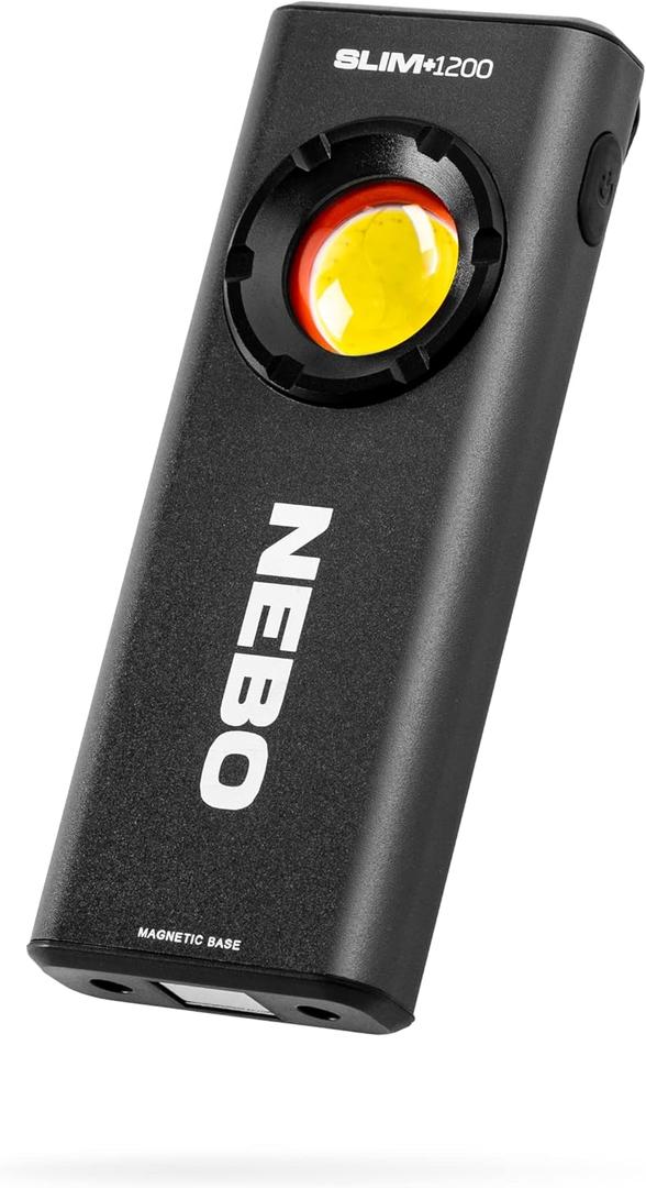 NEBO Slim+ 1200 Pocket Light | USB-C Rechargeable 1200 Lumen Pocket Light, 7 Light Modes, Portable, Magnetic Clip, Waterproof and Impact Resistant Black