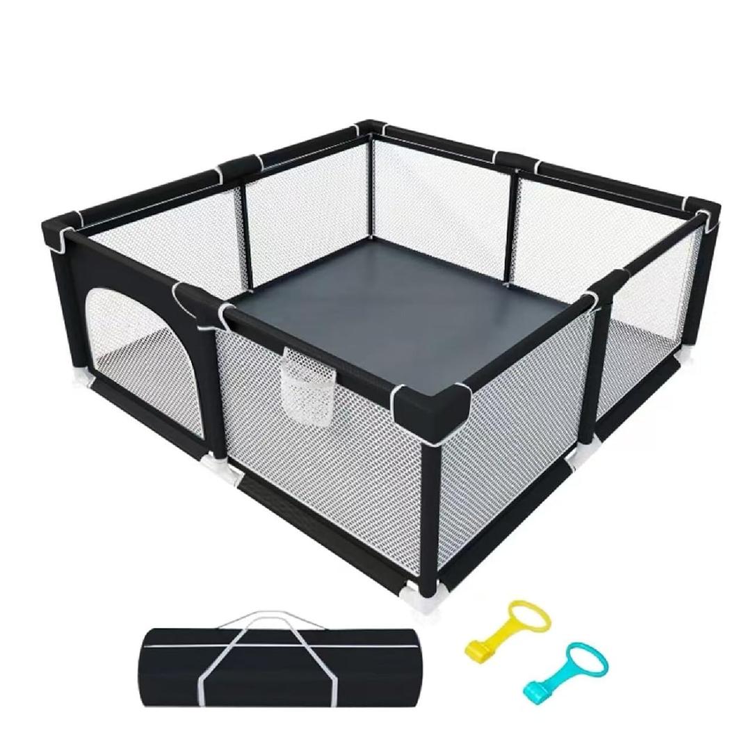 TOMBOSS 50x50 Baby Playpen, Portable Play Yard for Toddlers 1-3, Breathable Mesh Playard, Indoor & Outdoor Play Fence with Pull Rings, Sturdy Activity Pen