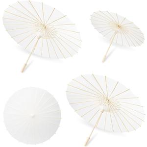 SAYAYA 3 Pack White Paper Umbrellas for Weddings, 33" & 23.6" DIY Oiled Paper Parasols Bulk Set, Chinese Japanese Parasol for Party Decor, Photography Props, Bridal Shower Crafts, Family Events