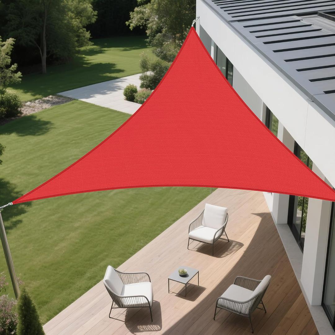 12' x 12' x 17' Red Triangle Shade Sail Awning for Outdoor Patio, Garden and Backyard Sun Protection Awnings