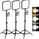 ALTSON 3 Pack LED Video Panel Light, 2500-8500K Dimmable Studio Lights with Tripod Stand & Phone Holder, 78" Photography Lighting Kit for Video Recording, Game Streaming, Photography, Tiktok, YouTube