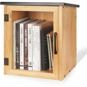 Outdoor Library Outdoor Book Box Storage Small Wooden Cabinet Little Literature Box for Neighborhoods Community and Schools Sharing Books, Flyers, Newspapers, Food and Art