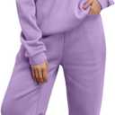 2024 Women Two Piece Outfits Sweatsuit Set Quarter Zip Oversized Sweatshirt Wide Leg Sweatpant Winter Lounge Set Tracksuit, Size XS