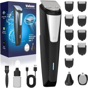 Valano Beard Trimmer Hair Clippers for Men All-in-One Self-Sharpening Electric Men's Cordless Rechargeable Mustache Grooming Kit Gift for Ear Nose Body Public