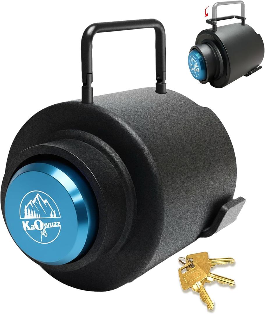 Trailer Lock, Heavy Duty Trailer Ball Lock Fits 2 5/16-Inch Couplers, Anti-Theft, Anti-Smashing, Secures Safety Chains, Solid Steel Towing Hitch Accessories for RV, Cargo, Boat (with Handle)