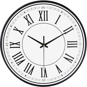 WOOPHEN 12 Inch Silent Wall Clock Battery Powered, Roman Numeral Rustic Luxury Art Wall Clocks for Living Room/Kitchen/Bedroom/Office/Classroom