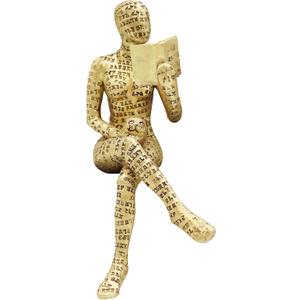Gold Reading Women Figurine, Thinker Statue for Home Decoration, Resin Modern Abstract Aesthetic Sculptures, Small Art Golden Statue for Shelf Living Room Dining Room Office Desktop Coffee Table
