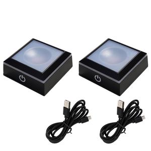 vskikris LED Crystal Display Base - 6-Color Touch Light for 3D Glass Art, Home Decor & Gift Display (2.68x2.68in ABS Platform) Set of 2