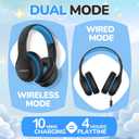 JoySpark Kids Bluetooth Headphones, 60 Hours Playtime, Bluetooth 5.4 Kids Headphones Wireless, Type-C Fast Charging, 85/94dB Volume Limited, Foldable Toddler Wireless Headsets with Mic-Black Blue