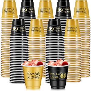 100 Pcs 60th Birthday Plastic Shot Glasses 2 oz Cheers to 60 Years Disposable Cups Bulk for Women Men Happy Birthday Anniversary Wedding Party Decorations Favors