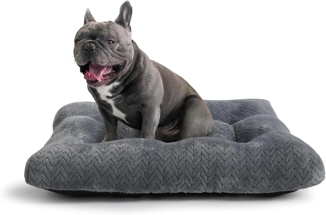 Small Dog Bed for Crate Washable with Anti-Slip Crate Pad Soft Fluffy Kennel Pad for Dog Cage 24 inch Puppy Bed fit Up to 25 lbs Pets Comfy Sleeping Pillow,24 x 18 Dark Gray (Deep Grey)