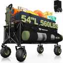 HIKEMOON 400L Ultra Large Beach Collapsible Wagon with Balloon Wheels, Black Global Recycled Standard