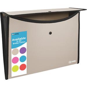 Square Flap Document Holder Grey, Expanding File Folder, A4 Letter Size Reusable Filling Envelopes, Snap Closure Wallet File Pouch 