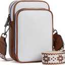 Small Crossbody Bags for Women Trendy,Vegan Leather Cell Phone Purse Crossbody Handbag Purse with Built in Wallet (Beige & Brown)