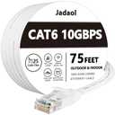 Jadaol Cat 6 Ethernet Cable 75 ft, 10Gbps Support Cat8 Cat7 Network, Flat RJ45 LAN Patch Cable, High-Speed Wired Internet Cable for Router, Modem, Switch, Gaming Consoles, PC, Streaming Devices, White