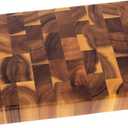 Lipper International 1280 Acacia End Grain Kitchen Chopping Block for Cutting or Serving, 12" x 8" x 1 1/4"