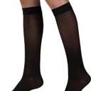 Truform Sheer Compression Stockings, 15-20 mmHg, Women's Knee High Length, Open Toe, 20 Denier, Black, Large