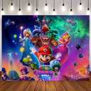 3 x Mario Birthday Party Decorations,Happy Birthday Banner Backdrop for Birthday Party Supplies