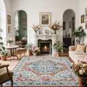 Noahas Area Rugs for Living Room，8x10 Machine Washable Vintage Rugs Non-Slip Low Pile Farmhouse Carpets for Entryway Bathroom Kitchen Bedroom Laundry Room Home Decor