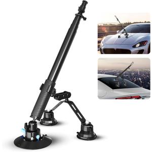 Triple Strong Suction Cup Camera Car Mount for Insta360, with 2in1 Extension Pole/Selfie Stick/Action Camera Adapter Compatible, Compatible with GoPro 11,10,9,8,7 Triple Strong Suction Cup Camera Car Mount for Insta360, with 2in1 Extension Pole/Selfie Stick/Action Camera Adapter Compatible, Compatible with GoPro 11,10,9,8,7