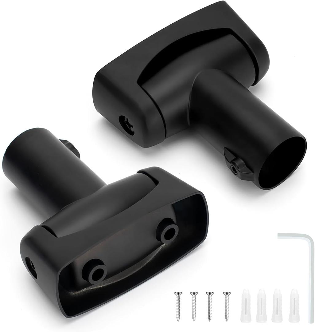 2pcs Shower Curtain Rod Bracket, Zinc Alloy Single Swivel Flange, Easy Installation Heavy Duty Black