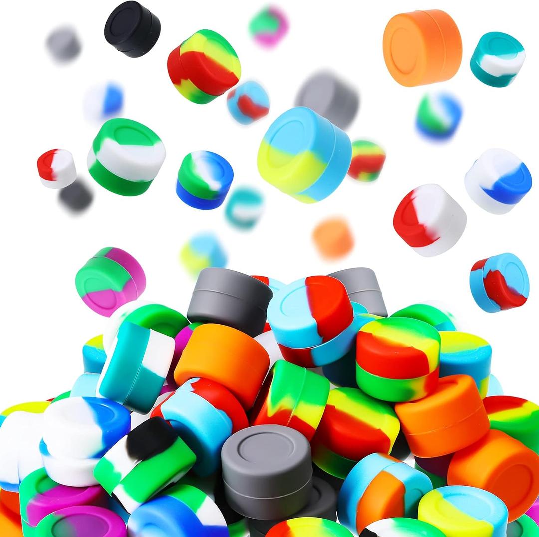 Outus 200 Pcs 2 ml Silicone Wax Containers Non-stick Silicone Wax Containers Multi Use Storage Jars Oil Concentrate Bottles for Home Kitchen Travel, Assorted Colors
