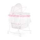 Dream On Me Lacy Portable 2-in-1 Bassinet & Cradle in Pink and White, Lightweight Baby Bassinet with Storage Basket, Adjustable and Removable Canopy