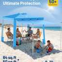 Rhino Valley Beach Cabana, 120 Sq. Ft Beach Canopy UPF50+ Protection, Easy Setup & Adjustable Height Beach Tent Sun Shelter with Cup Holder, Portable for 4-8 People, Blue
