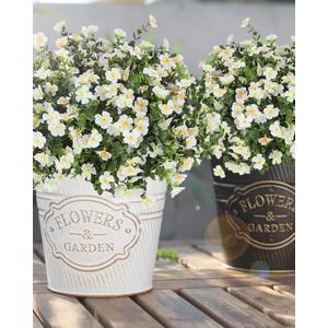 Artificial Flowers for Outdoors, 12 Bundles Fake White Flowers for Outdoor Planters, Faux Plants with Silk Flowers for Porch Decor Garden Patio Home Aesthetic