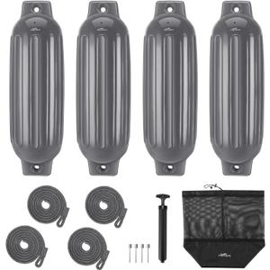 Affordura Boat Fender 4 Pack Boat Bumpers Fenders with 4 Ropes, Boat Bumpers for Pontoon Boat Fenders Inflatable