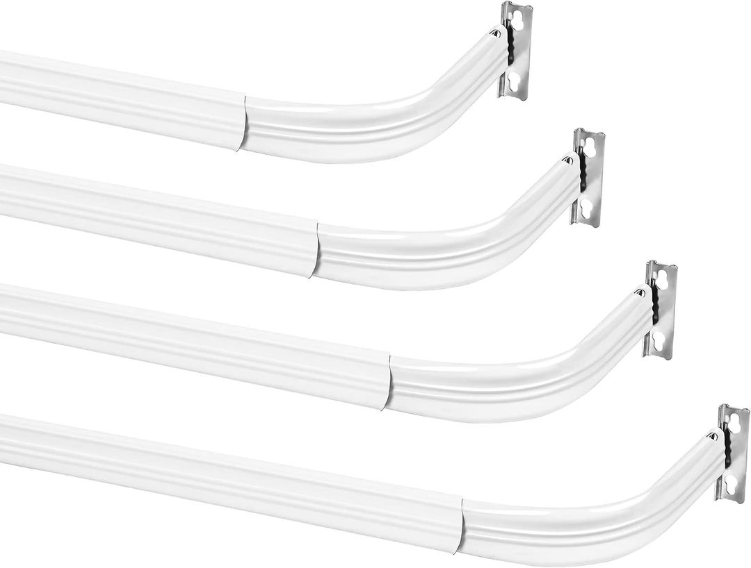 4 Pieces Adjustable Curtain Single Rod Heavy Duty Door Window Curtain Rod Pan Lid Organizer for Home Windows Doors kitchen Valance Sash Curtains (28-48inch)