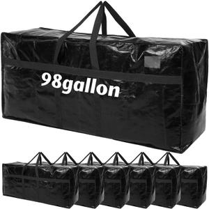 Windyun 4 Pack 98 Gallon Extra Large Moving Bags XXL Heavy Duty Storage Bag with Strong Zipper Handle Jumbo Big Tote Box Foldable for College Dorm Travel Clothes Duffle Blanket Pillow(Black)