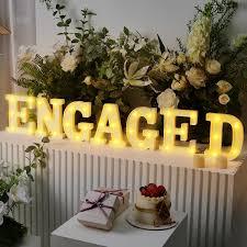 Honoson 7 Pcs 6.5 Inch Engagement Party Decorations Engaged LED Letter Lights Sign Lights Table Decoration for Wedding Engagement Bridal Shower Engaged Party Decor
