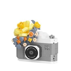 Gray Rose Cute Flower Camera Series Mini Building Toy Bricks Micro Blocks Kit Miniature Toys Ideal for Home Decor Desktop