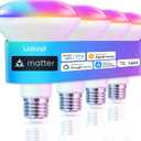 Linkind Matter Smart Light Bulb, BR30 Smart Bulbs, Recessed LED Color Changing Light Bulbs RGBTW, E26 Smart Flood Light Bulbs 650LM 60W Work with Alexa, Apple Home, Google Home, SmartThings, 4Pack (Single-zone)