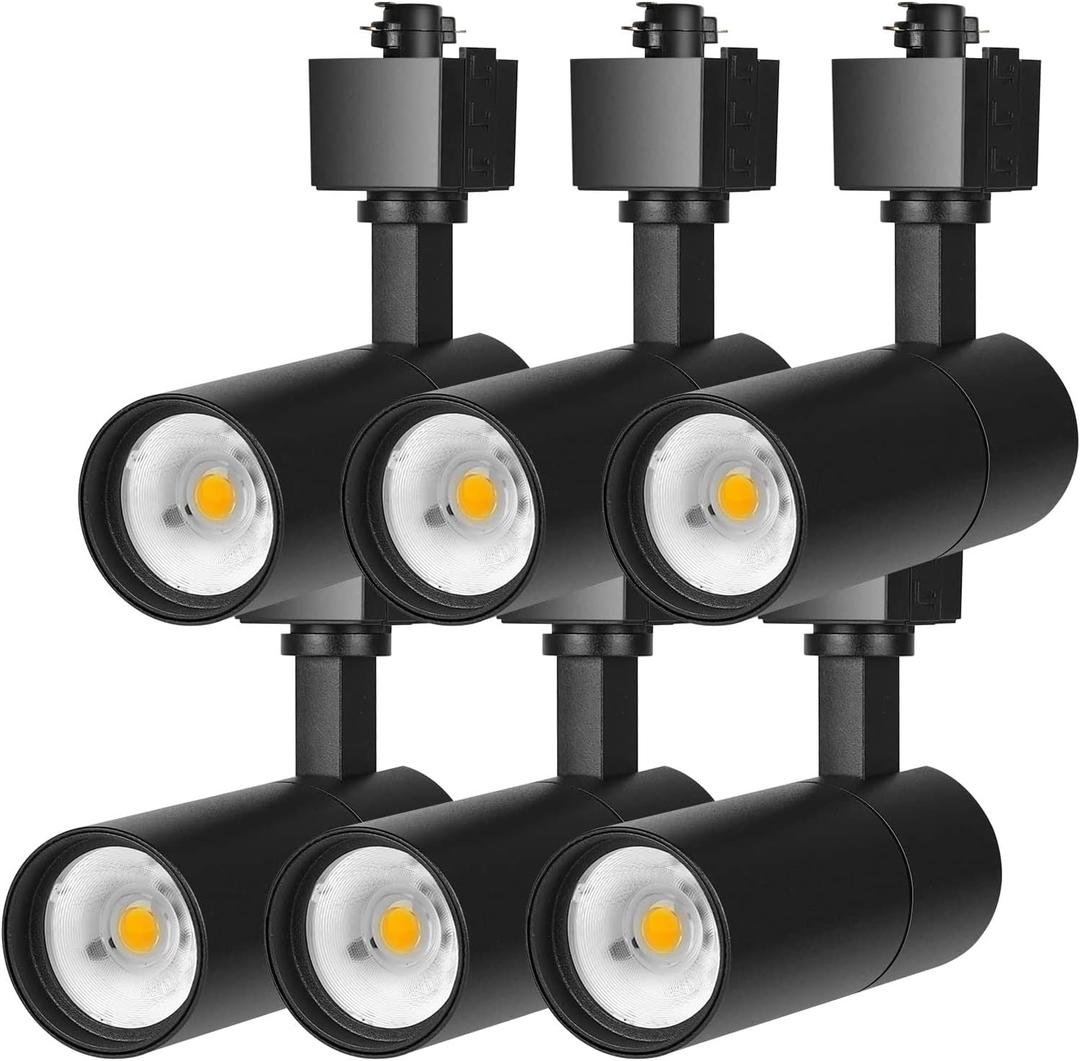 EAGLOD 12W LED Track Light Heads,Dimmable Single Circuit H Type Track Lighting Head for Accent Task,Retail,Art Exhibition Spot Lighting,120V CRI90+ 3000K Warm White 36Angle Halo Type 6 Pack (Black)
