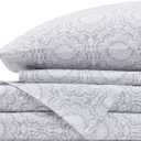 Comfort Spaces 100% Cotton Sheets King, Breathable, Naturally Cool Cotton Sheets, Soft Cotton Bed Sheets with 14" Elastic Pocket Fits up to 16" Mattress, All Seasons Sheet Set, Adelia Gray 4 Piece