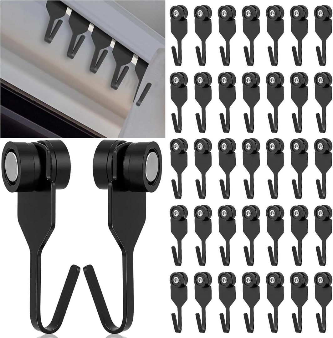 AceOrbit 50 Pcs Gazebo Curtain Hooks Metal Mosquito Netting Track Hook Black Plastic Wheel Ceiling Small Gazebo Replacement Accessories for Spring Summer Outdoor String Lights Garden Pergola Awning