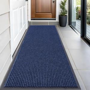 OLANLY Front Door Mat Indoor Outdoor Entrance, Waterproof Heavy Duty Doormat, Fade Resistant, Low Profile, Easy Clean Patio Porch Welcome Floor Mats for Entry, 59x23, Blue