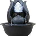 WICHEMI Tabletop Fountain Warer Fountains Indoor Waterfall Fountain Indoor Relaxing Water Feature Meditation Fountains with LED Light for Home Office Bedroom Decor (Style 12)