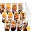12 Set Employee Appreciation Gifts Appreciation Cups for Team Thank You Gifts Glass Cups for Staff Coworker 16 oz Can Shaped Beer Glass with Lids Straws Brushes(Mixed Style)