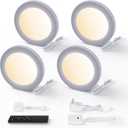 V4light Smart Puck Lights 4 Pack, Plug-in Under Cabinet Lighting for Kitchen, Closet & Shelf, App, Voice & Hand Control, Works with Alexa & Google Home, Dimmable & Adjustable Warm to Cool White Light (Gray)