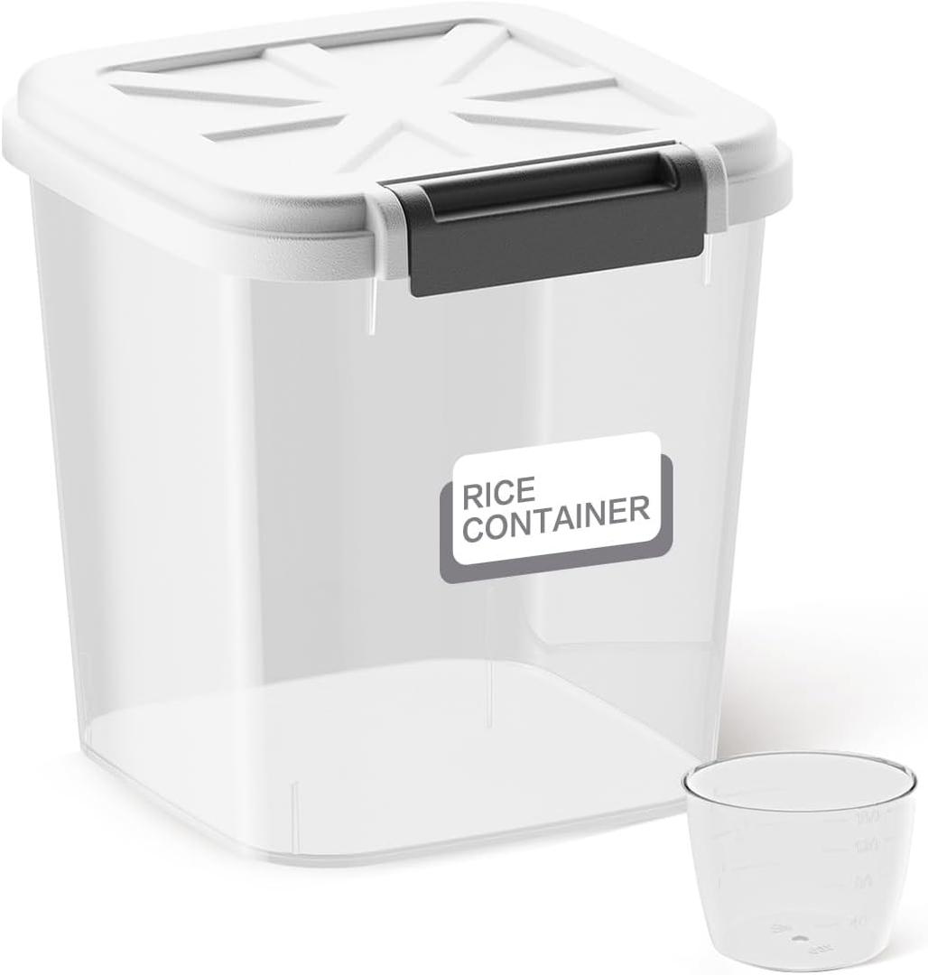 Flour Container - Rice Dispenser 10lbs/5kg/5.3qt Food Cereal Container Bins with Measuring Cup for Household Pantry Organization (10lbs)