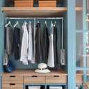Pull Down Closet Rod, Adjustable Wardrobe Organizer Clothing Rail For Hanging Clothes Heavy Duty Clothes Rod Hanger Soft Return Space Saving for Closet Wardrobe, Adjusted from