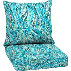 Arden Outdoor Deep Seat Cushion Set, 24 in x 24 in, Weather-Proof, Rain-Proof, Fade Resistant Patio Cushion for Chair, Sofa, and Couch Teal Ariel