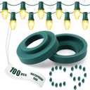 100 Pcs C9 Seal Ring Christmas Socket O-Ring Quick Connector Seals Protect C9 String Wire Strings with E17 Bases (Green)